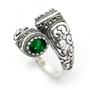 Doğal Taşlı Bayan Gümüş Yüzük HSBY-382