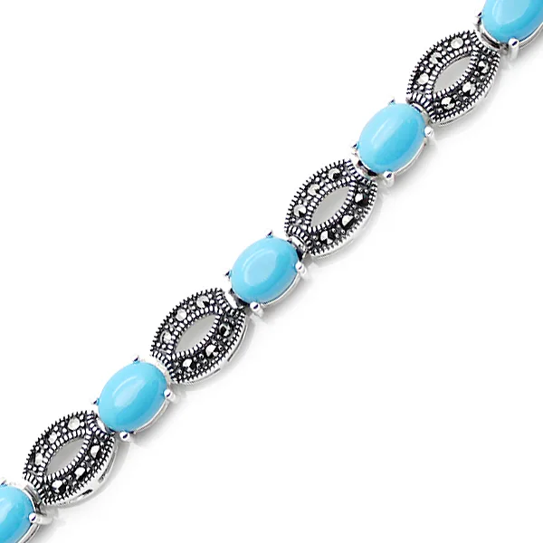 Doğal Taşlı Gümüş Bileklik HSBLK-098