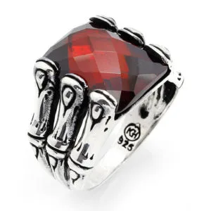 Doğal Taşlı Erkek Gümüş Yüzük HS-814