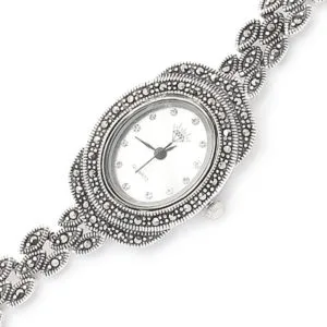 Markazit Taşlı Gümüş Saat HSMSAAT-165