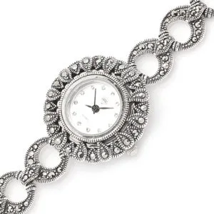 Markazit Taşlı Gümüş Saat HSMSAAT-166