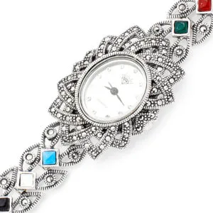 Markazit Taşlı Gümüş Saat HSMSAAT-172