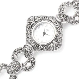 Markazit Taşlı Gümüş Saat HSMSAAT-173