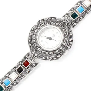 Markazit Taşlı Gümüş Saat HSMSAAT-174