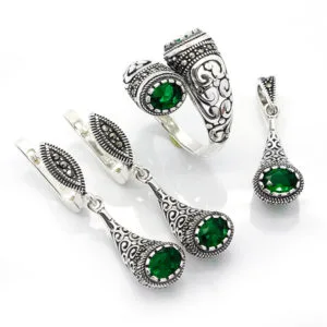 Doğal Taşlı Gümüş Set/Takım HSST-287