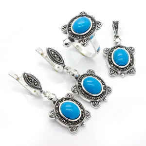 Doğal Taşlı Gümüş Set/Takım HSST-288