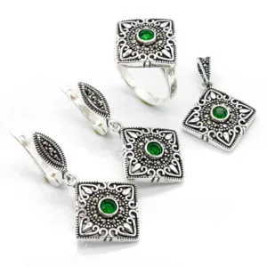 Doğal Taşlı Gümüş Set/Takım HSST-289