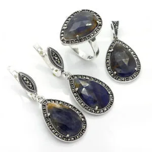 Doğal Taşlı Gümüş Set/Takım HSST-291
