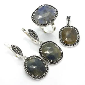 Doğal Taşlı Gümüş Set/Takım HSST-292