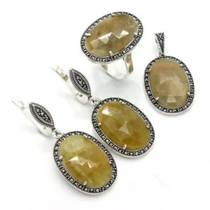 Doğal Taşlı Gümüş Set/Takım HSST-294