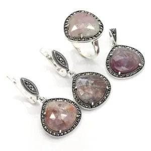 Doğal Taşlı Gümüş Set/Takım HSST-295