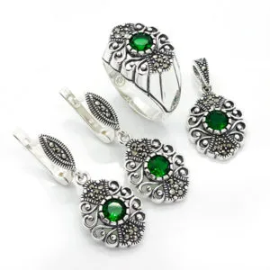 Doğal Taşlı Gümüş Set/Takım HSST-296