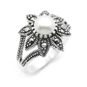 İncili Bayan Gümüş Yüzük HSBY-206