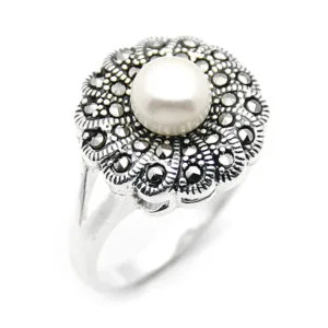 İncili Bayan Gümüş Yüzük HSBY-208