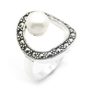 İncili Bayan Gümüş Yüzük HSBY-209