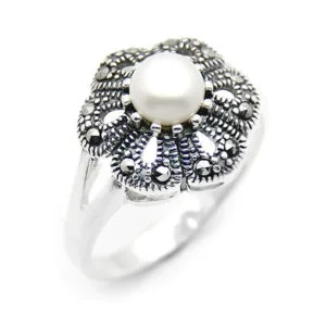 İncili Bayan Gümüş Yüzük HSBY-210