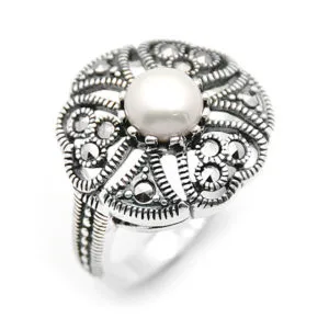 İncili Bayan Gümüş Yüzük HSBY-211